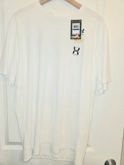 NWT Under Armour Men's XL Loose Fit Graphic T-Shirt White | Multi-Logo Tee