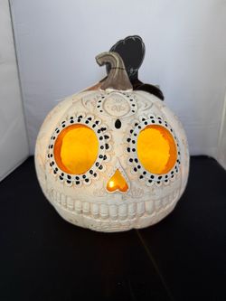 NEW Martha Stewart LED Sugar Skull Pumpkin π Light-Up Halloween Decor
