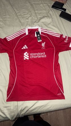 New Liverpool FC Home Adidas Jersey Size L white and red $75