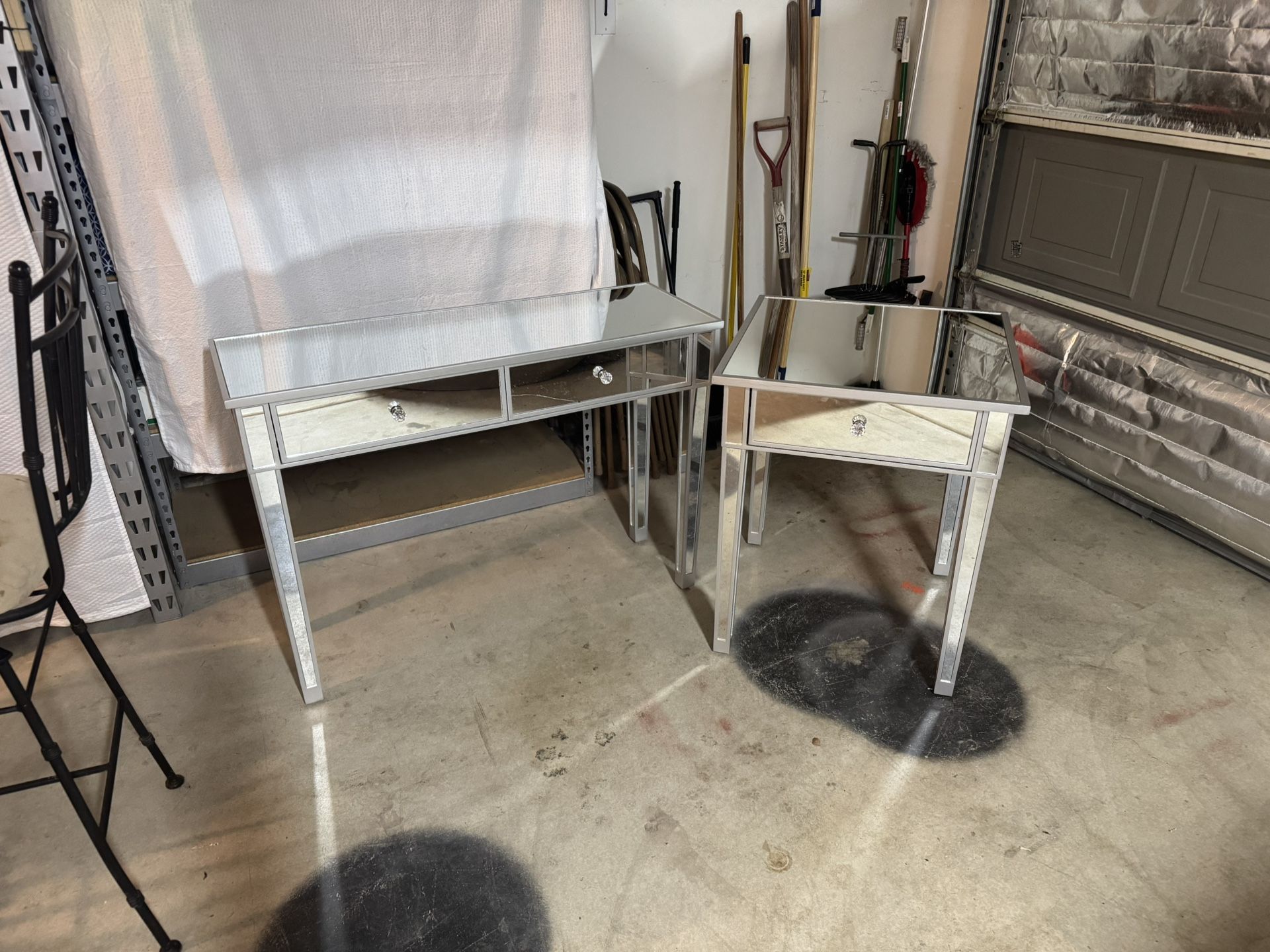 Mirrored Sofa And Side Table