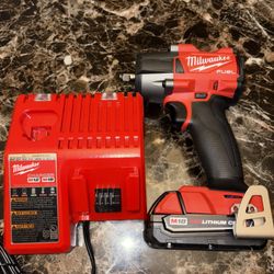 Milwaukee Fuel Brushless 3/8” Impact Wrench One Battery And Charger 