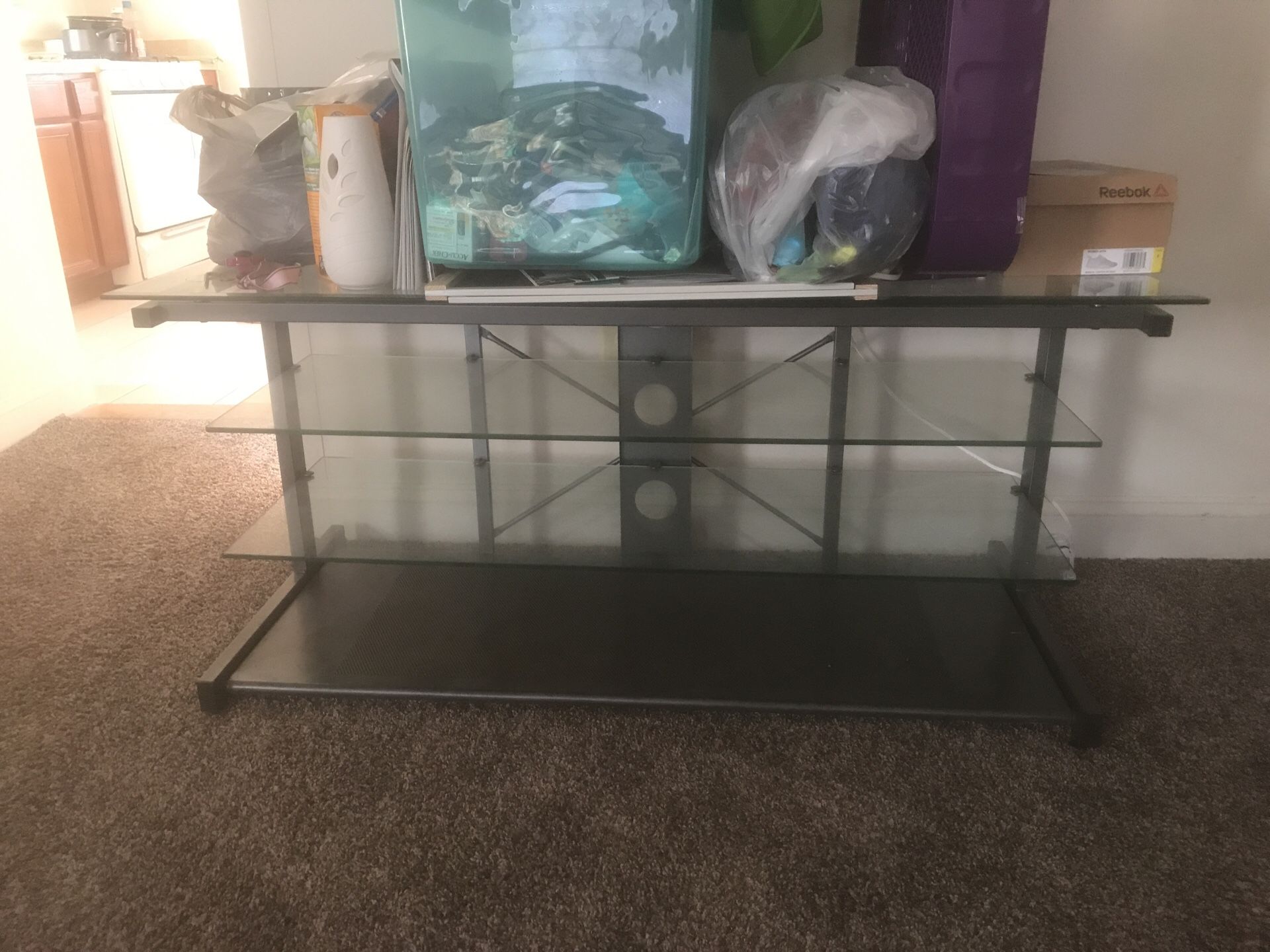 glass top tv stand