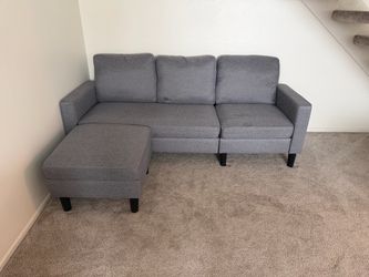 Gray Sofa with Ottoman / Chaise – Great Condition – $125