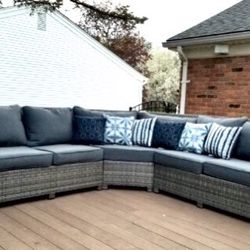 Gray Tone Garden Furniture Sets ⭐️3 Piece Outdoor Sectional 🌟 By Ashley ⭐️ Fast Delivery 🚚 