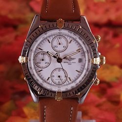 Breitling Chronomat 39mm Chronograph Stainless Steel White Dial Watch B13050