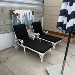 Pair of Vintage Iron Lounge Chaise