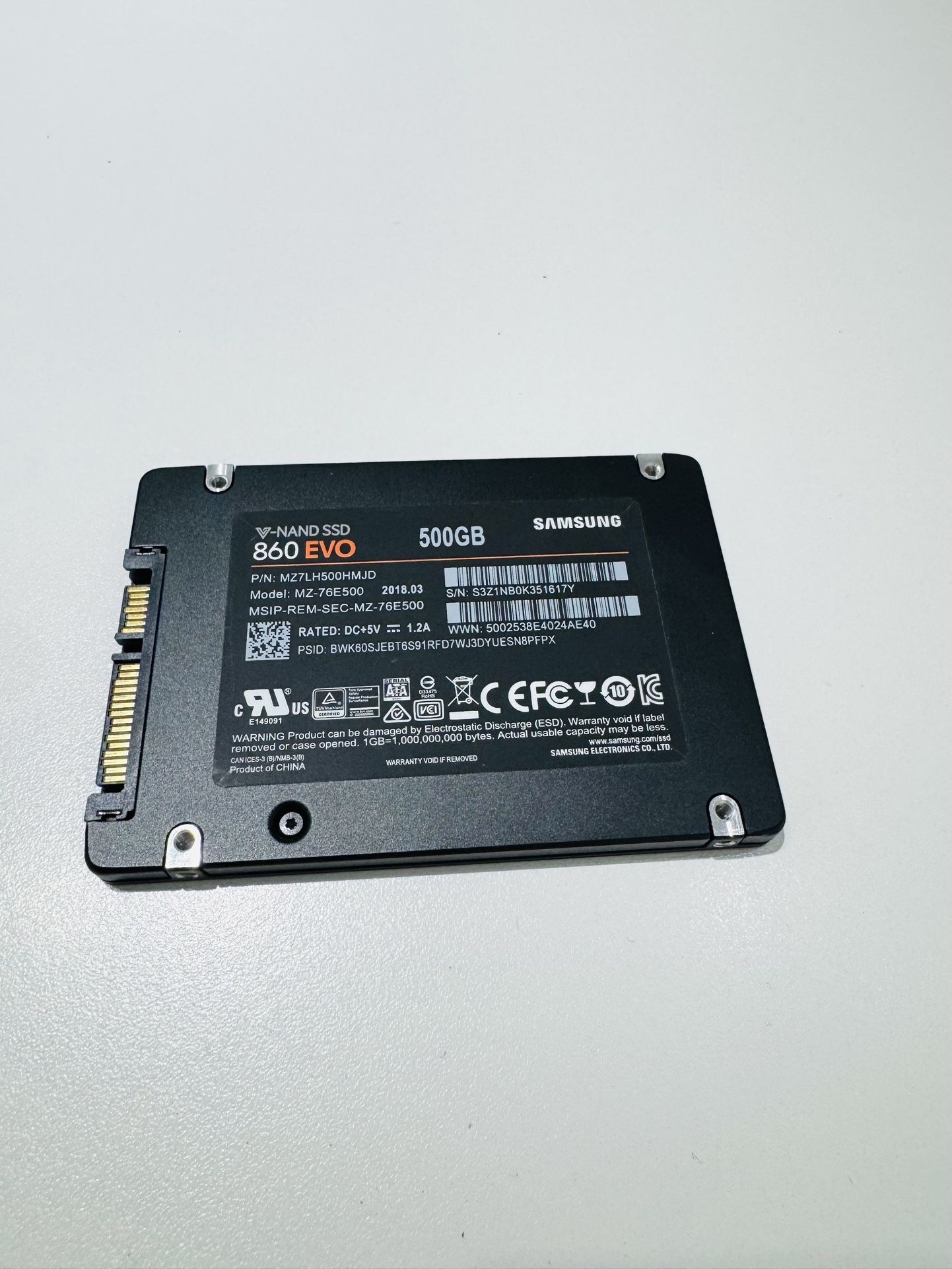 Samsung 860 EVO SATA 2.5” SATA SSD 500 GB