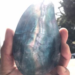 Hand Carved Fluorite Drop Near One Pound