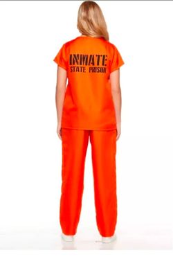 Adult Got Busted Orange Prisoner Costume 2 pcs  adult costume  halloween  S/M