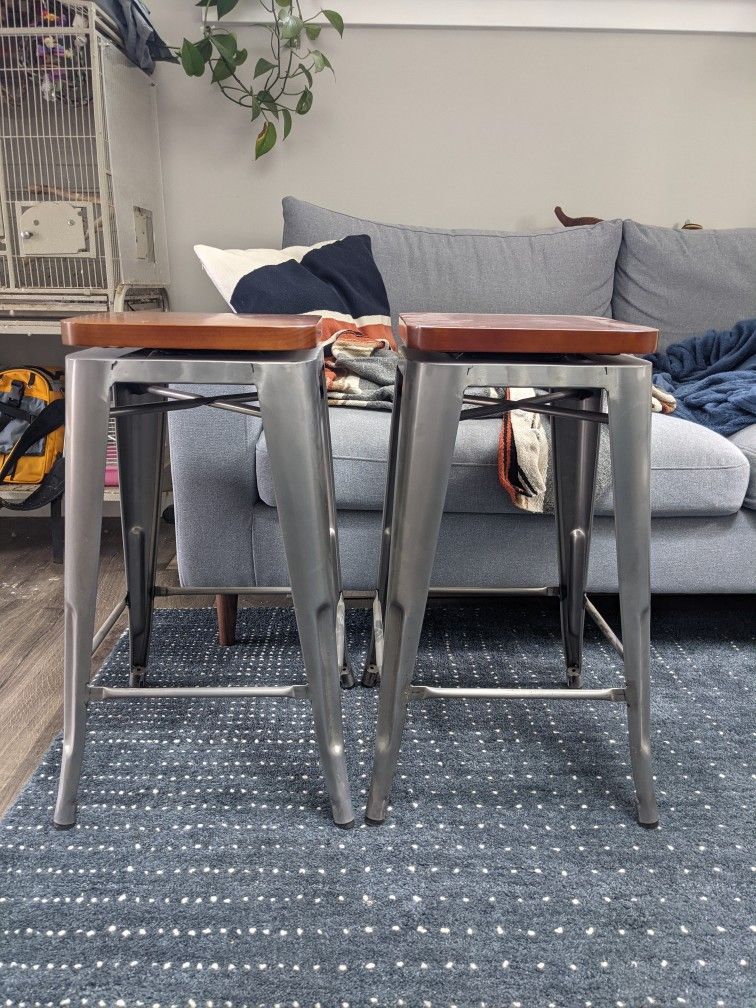 Two Modern Counter Stools 26" Tall