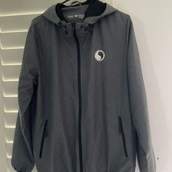 T & C Surf Co Sz M Gray Hooded Zip Up Jacket