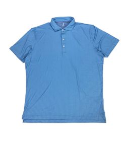 Johnnie-O Featherweight Polo Shirt Mens Large L Blue Geometric Print Golf NWOT!