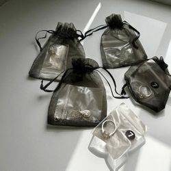 Jewelry Silver Teardrop Shape Necklace & Earrings, Rings Size 7