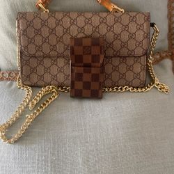 LV / lv Cigarette holder / designer / brown Ebne pouch