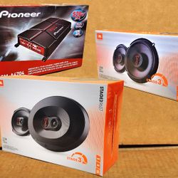 🚨 BLACK FRIDAY 🚨 Pioneer Car Power Amplifier 4-Channel Amp JBL 6 1/2" 2-Way & 6x9" 3-Way Speaker 450 Watts Package 🚨 Payment Options Available 🚨 