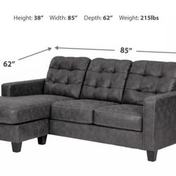 Gunmetal Sofa with Chaise