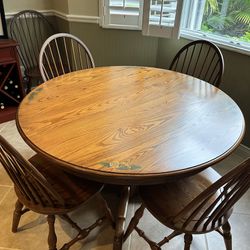 HITCHCOCK solid 48 Inch  Solid Oak Pedestal Table