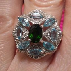 Exquisite 🆕 Sterling Silver Genuine Gemstone Ring SIZE 5.25!