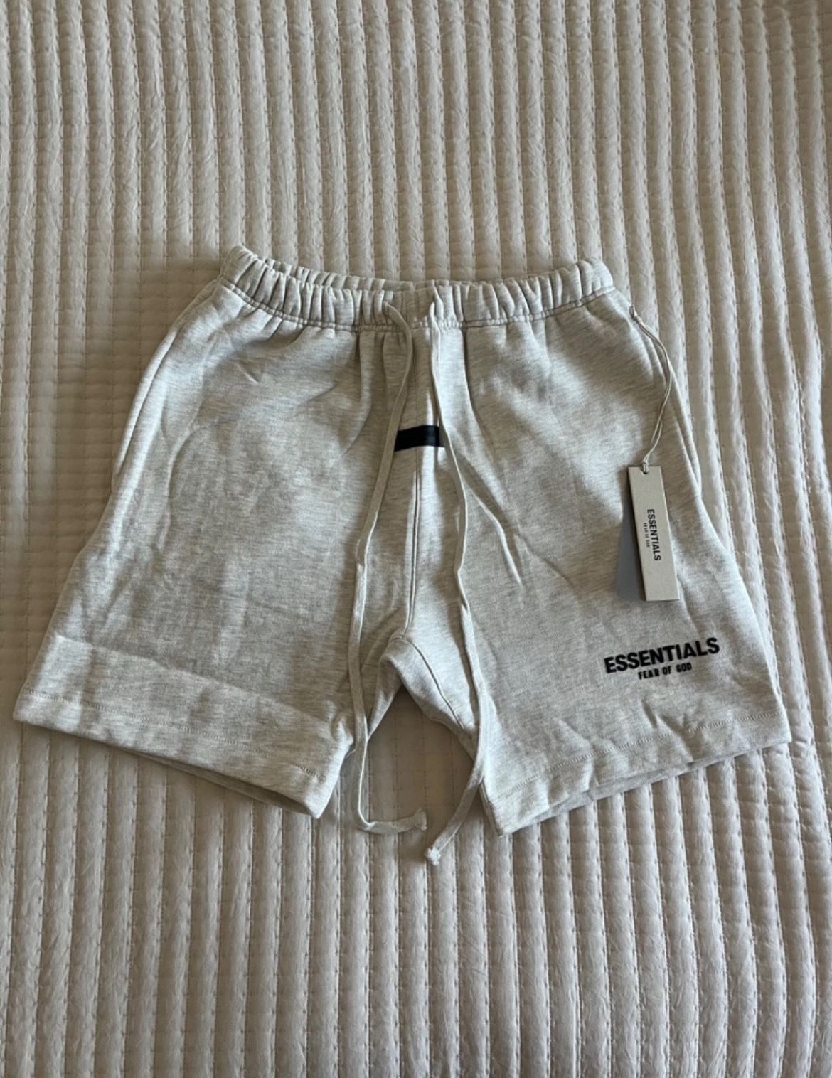 gray fear of god essential shorts