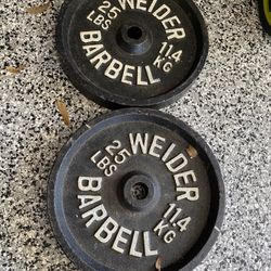 2 Barbell Plates, 25 Lb Each.