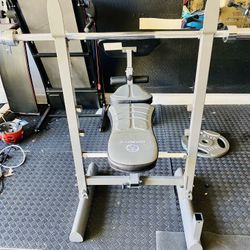 Marcy Folding Standard Weight Bench With A Chrome 2in 5ft  Barbell