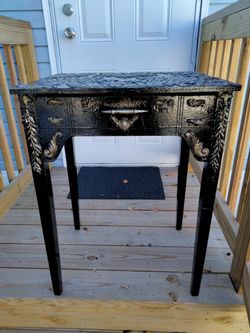 Hand Painted Black & Gold Decor Table 