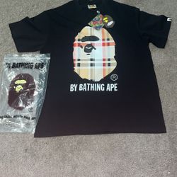 Bape Black Burberry Shirt In Large 