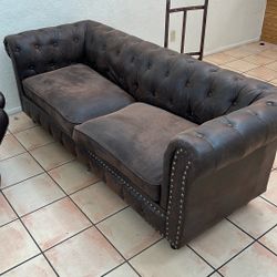 Faux Leather Brown Sofa