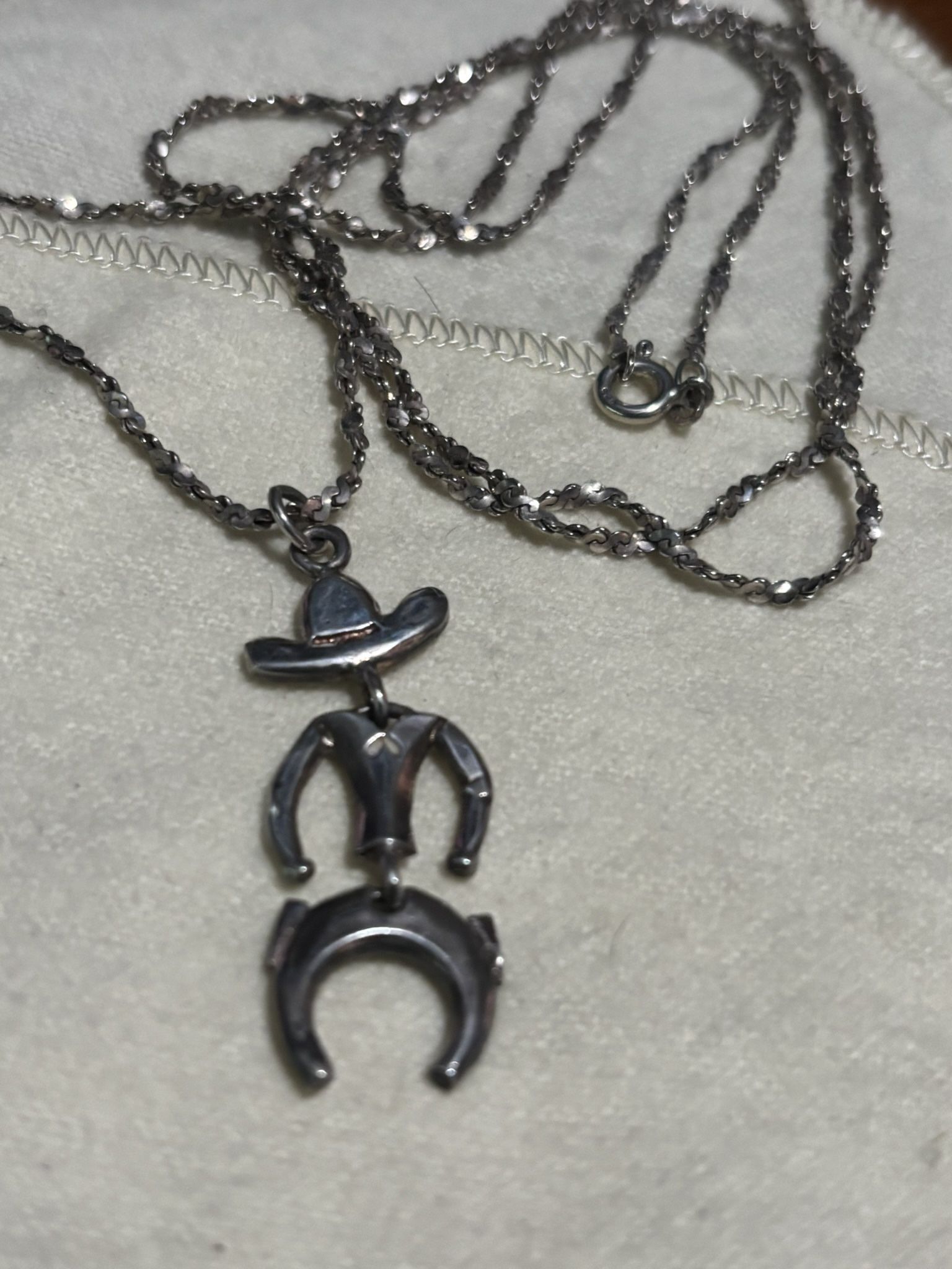 30 Sterling Silver Necklace With Vintage Cowboy Pendant $50