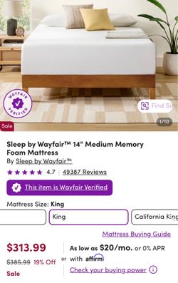 Sleep wayfair 14” mattress medium memory foam