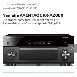 Yamaha AVENTAGE RX-A2080 9.2-channel home theater receiver with Wi-Fi®, Bluetooth®, MusicCast, and Apple® AirPlay® 2
