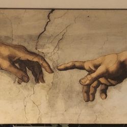 The Creation of Adam by Michelangelo. Canvas 10x24 print.
