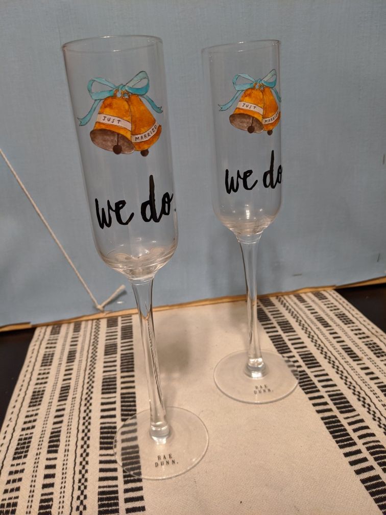 RAE DUNN. We Do Champagne Flutes