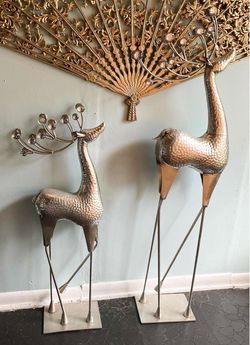 Nice Set Of Silver Color Metal Reindeer-36” & 50” Tall-$65 Firm,No Holds Or Spam