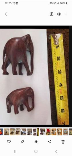 2 Vintage wooden elephant