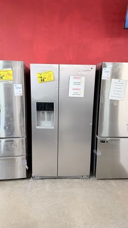 WHIRLPOOL STAINLESS STEEL SIDE-BY-SIDE FRIDGE