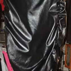 Knee Length P U Leather Skirt