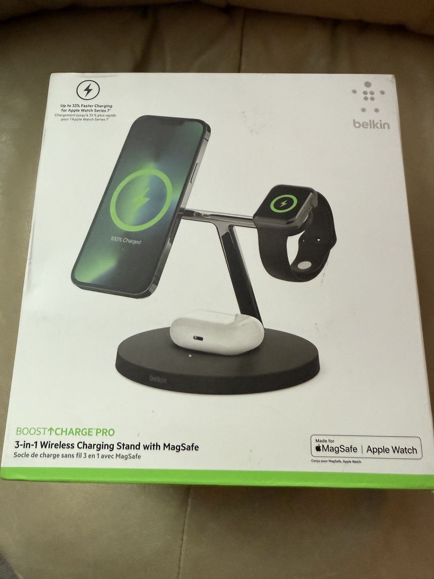 Belkin BOOST↑CHARGE PRO 3-in-1 Wireless Charging Stand with MagSafe – Brand New