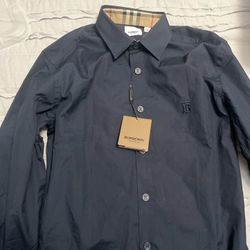 Navy Blue Long Sleeve Polo Burberry Small