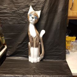 2 Ft Tall Wooden Cat