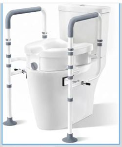 Raised Toilet Seat with Handles, Elevated Toilet Seat Risers for Seniors with Adjustable Padded Arms, Toilet Seat Lift for Elderly, Handicap, Elevated
