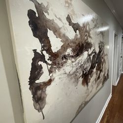 Large Beige Brown Abstract Canvas Frame