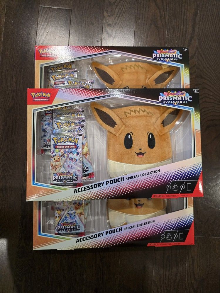 Pokemon Prismatic Evolutions Eevee Accessory Pouch Bundle