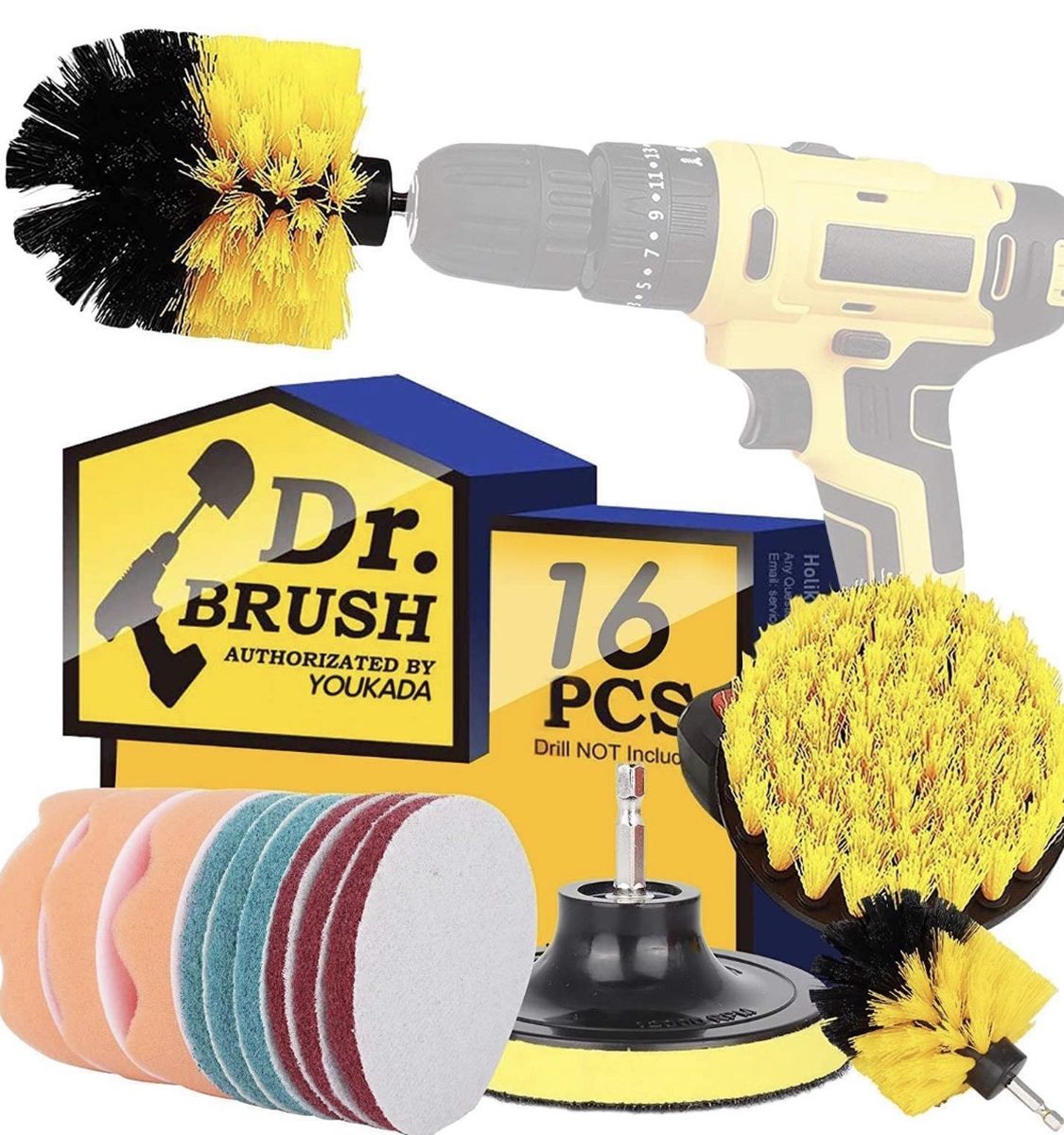 NEW! Drill Brush Power Scrubber Brush Cleaning Set 16PCS，Drill Scrub Brushes Kit with Long Attachment,Suitable for Bathroom surfaces, Tiles, Sinks, Ki