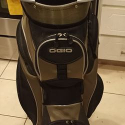 Men's Ogio Nitrous 14 Way Cart Bag Black Bronze Gray with Rain Cover 