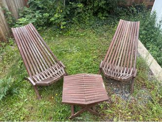 Melino Folding Acacia Wood Patio Chairs (2) + Matching Folding Table