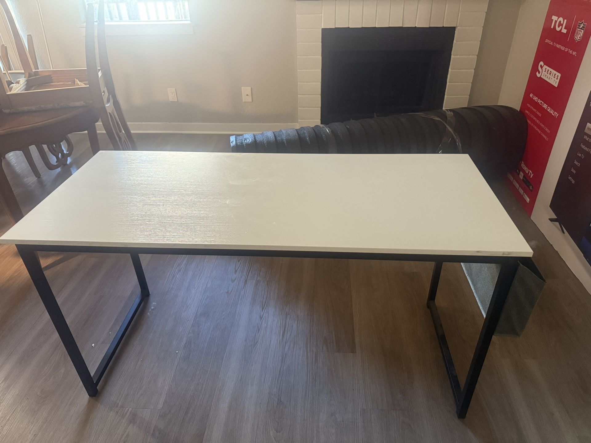 White wooden table
