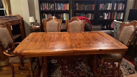 Solid Wood Dining Table with 6 Chairs