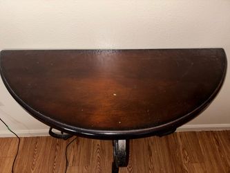 Dark Wood Demilune Console Table