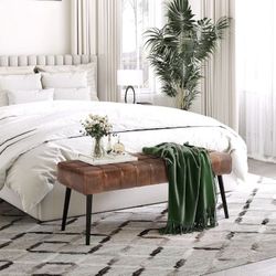 45” Faux Leather Bench 